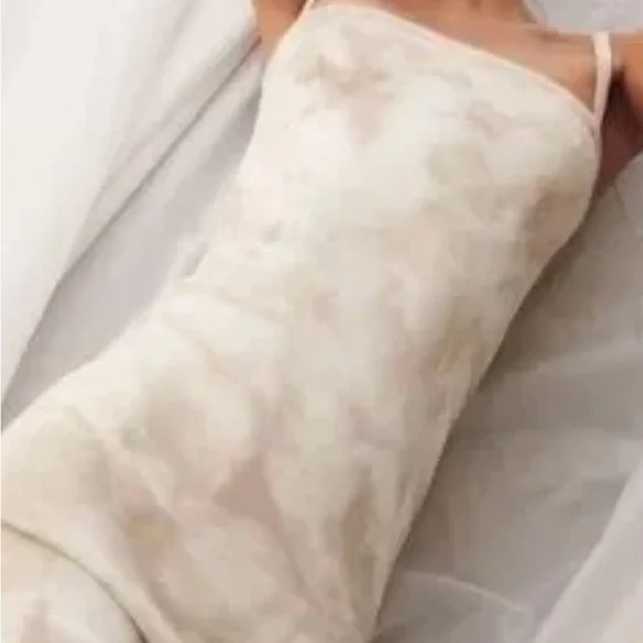 Zara Sleek Beige Tie-Dye Ribbed Fitted Dress with Thin Straps Women’s Small - Picture 2 of 9